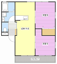 サニーベルB 2LDKの間取図画像