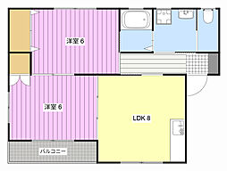 ニューショーワハイツ2 2LDKの間取図画像
