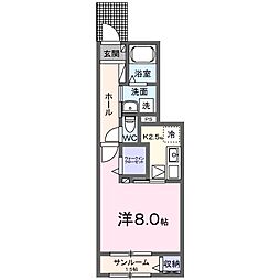 リバティードリーム3 1Kの間取図画像
