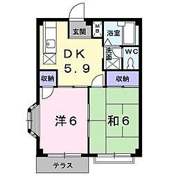グリーンハイツE 2DKの間取図画像