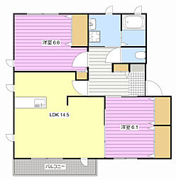 ヴィラ・プルメリア 2LDKの間取図画像