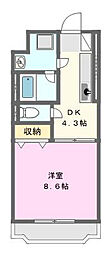 ピュアコート 1DKの間取図画像