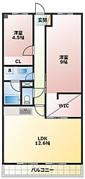 クラウンハイツ 2LDKの間取図画像