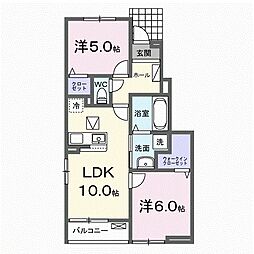 袋井市高尾アパート 2LDKの間取図画像