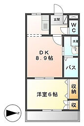 ムーンレインボー 1DKの間取図画像