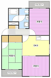 アルベール 3DKの間取図画像