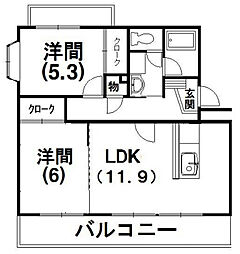 アルテール飯田 2LDKの間取図画像