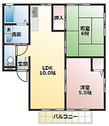 ベル豊田B 2LDKの間取図画像