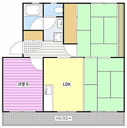 中日ハイツ 2LDKの間取図画像