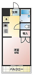 コスモス24 1Kの間取図画像