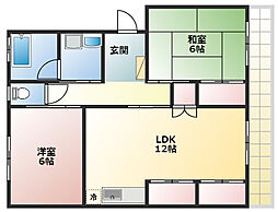 本町サンハイツ 2LDKの間取図画像