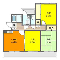 ハイツシャルマン 3DKの間取図画像