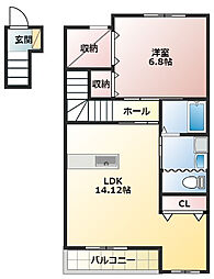 ユーシン中野 1LDKの間取図画像