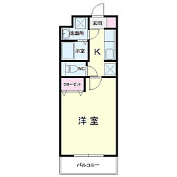 万葉Garden 1Kの間取図画像