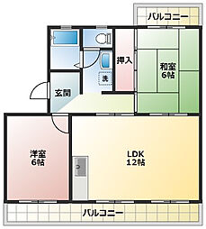 アルテハイムK 2LDKの間取図画像