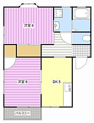 ツインハイツA 2DKの間取図画像