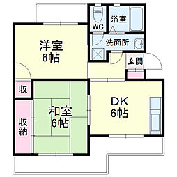 マンションKM-1 2DKの間取図画像