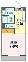 エスタシオン 1DKの間取図画像