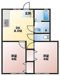 オレンジハウスB 2DKの間取図画像