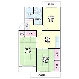 マンションラフィーネ 3DKの間取図画像
