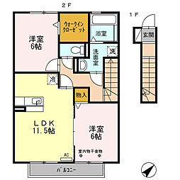 タウンコート・ベル1 2LDKの間取図画像