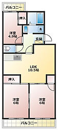伊藤ハイツ 3LDKの間取図画像