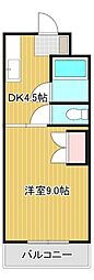 サンシャイン天王3 1DKの間取図画像