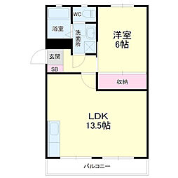 豊田ヒルズ 1LDKの間取図画像
