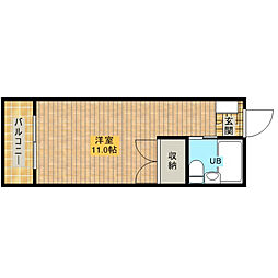 グレイス第6マンション ワンルームの間取図画像