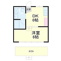 コーポハイフォーレスト 1DKの間取図画像