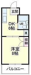 ルビナスサード 1DKの間取図画像