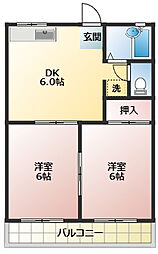 ルミエール 2DKの間取図画像