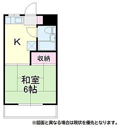 さぎの宮ハイツ 1DKの間取図画像
