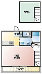 LA・KANA 1Kの間取図画像