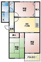 メゾンルビナス1 3DKの間取図画像