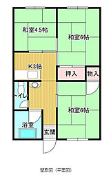 シティハイム清水 3Kの間取図画像