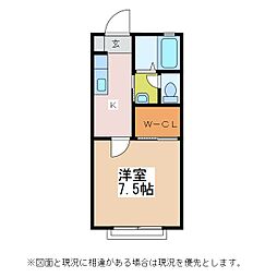 フォーエバー吉澤A 1階1Kの間取り