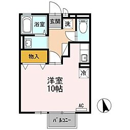 ハイブルーム 2階1Kの間取り