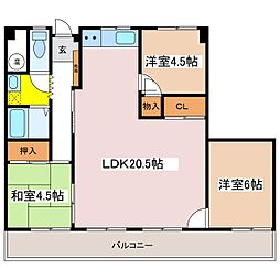 第一双葉マンション 4階3LDKの間取り