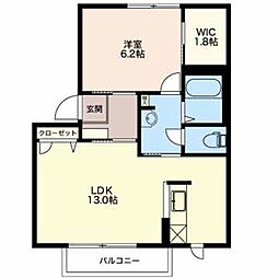 ソレーユ上原B 1LDKの間取図画像