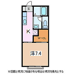 ヴィラ・エトワールA 1Kの間取図画像