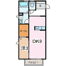 メゾン・ド・ローレル 1DKの間取図画像