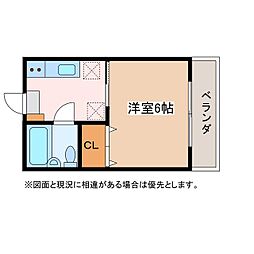 アスパイヤー下條 1Kの間取図画像