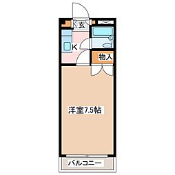 ハイツうつくし ワンルームの間取図画像