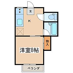 ミルキーウェイA 1Kの間取図画像