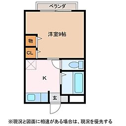 サープラスあがた 1Kの間取図画像