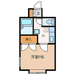 ハイツ萠 1Kの間取図画像