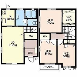 メゾンプリエールA 3LDKの間取図画像