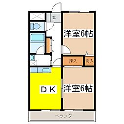 NAKATAマンション 2DKの間取図画像