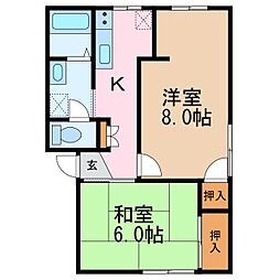 フレグランスパールB 2Kの間取図画像